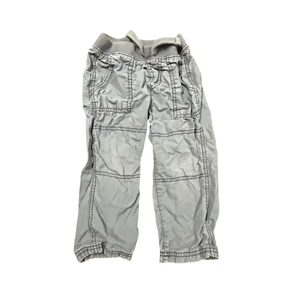 Carters Baby Boys 24M Cargo Pants 3 Pack Khaki‎ & Grey Cotton Pull On Drawstring